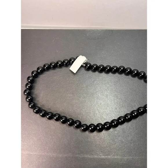 10mm Black Onyx necklace with sterling silver clasp *NEW* - Picture 3 of 11